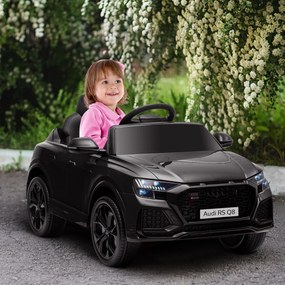 HOMCOM Mașină electrică pentru copii sub licență Audi RS Q8, vehicul electric cu telecomandă, MP3, USB, Bluetooth, negru | Aosom Romania