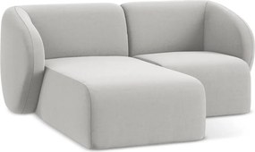 Colțar gri deschis cu tapițerie din catifea (cu colț pe partea stângă/cu șezlong) Lani – Makamii