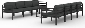 vidaXL Set mobilier de grădină cu perne, 9 piese, antracit, aluminiu