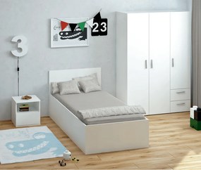 Pat cu somieră metalic şi spaţiu de depozitare, 90x200, alb, DOLI