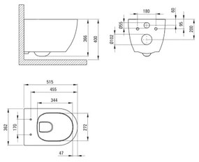 Deante CGRD6ZPW - Vas WC suspendat rotund cu capac SoftClose, ceramică, alb
