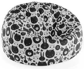 Sac de șezut Cocoon pisicuță și ursuleț, negru / alb