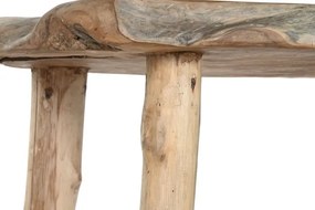 Măsuță de cafea din lemn de tec, natur, cu blat din trunchi și picioare din ramuri, finisaj natural, 50 x 110 x 70 cm, „Brezia” – Ethnic Collections