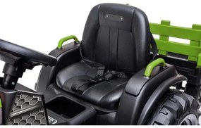 Tractor electric cu remorcă, pentru copii 2x30W/7000 mAh negru/verde + telecomandă
