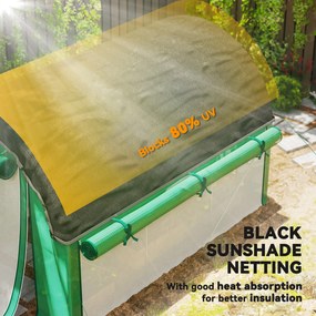 Outsunny Seră de Grădină Tunel 3x2x2 m cu Plasă de Umbrire, Seră pentru Legume și Flori cu 6 Ferestre, 2 Uși și Pereți Laterali Rulanți, Cadru din Oțel și Acoperire PE, Verde | Aosom Romania