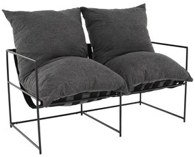 Canapea modernă 2 locuri, gri/negru, DEKER