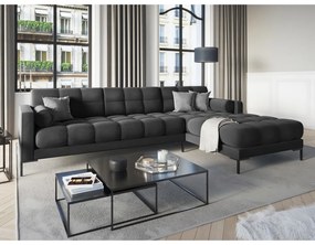 Colțar din catifea cu extensie pe partea dreaptă Cosmopolitan Design Bali, gri închis