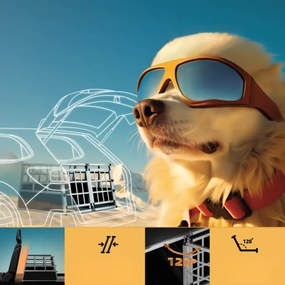 Cușcă de transport pentru câini BRUNO, 89x70x51cm, argintiu/negru Cadoca