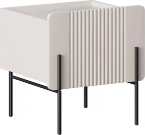 Noptieră cu sertar Malmi 45 cm - cașmir / crema bianca / picioare negre