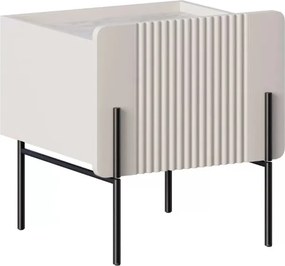 Noptieră Malmi 45 cm cu sertar - cașmir / alb crem / picioare negre