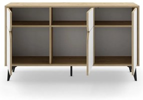 Comodă albă/în culoare naturală joasă cu aspect de lemn de stejar 140x79 cm Nola – Marckeric