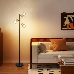 Brilagi - Lampadar HYGGE 3xE14/15W/230V lemn de cauciuc/fumuriu