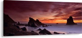 Tablou cu apus de soare pe mal (120x50 cm)