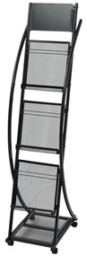 30098 vidaXL Raft reviste 40 x 32 x 131 cm, negru, A4