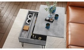 Măsuță de cafea cu blat rabatabil și raft HALIJA gri/negru
