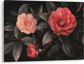 Tablou - Flori roșii pe fundal întunecat (70x50 cm)