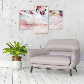 Tablou - Flori roz și marmură roz (90x60 cm)