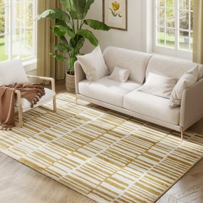 HOMCOM Covor de living 200 x 140 cm fir scurt lavabil în mașină hipoalergic pentru living, dormitor, birou, galben | Aosom Romania