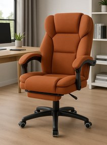 Scaun directorial, masaj lombar, spatar rabatabil, suport pentru picioare, material textil premium, Maro