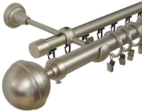 Galerie dubla kula lux , teava neteda si profil,grosime 25 si 19mm, crom mat (Alege marime: 120 cm)