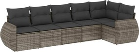vidaXL Set mobilier grădină cu perne, 6 piese, gri, poliratan