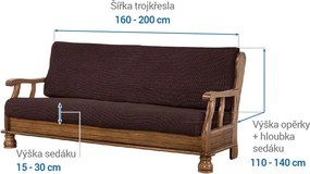 Nueva Textura Huse care se întind foarte bine NIAGARA ciocolatei 3fotoliu cu manere de lemn (l. 160 - 200 cm)