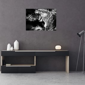 Tablou pe sticlă - Portretul unei leoaice (70x50 cm)