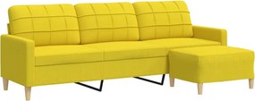 vidaXL Canapea cu 3 locuri și taburet, galben deschis, 210 cm, textil