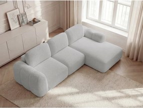 Colțar gri deschis extensibil/cu spațiu de depozitare cu tapițerie din țesătură bouclé (cu colț pe partea dreaptă/cu șezlong) Montaigne – Bobochic Paris