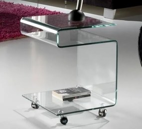 Masa din sticla curbata cu rotile -Clear side table- Glass 552522