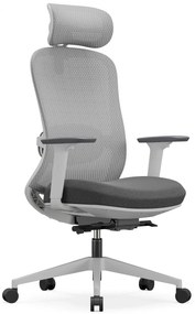 SYNO-HG Scaun ergonomic, suport lombar cu Masaj, sezut translatabil, cotiere 3D, tetiera 2D, Mesh/textil, Gri