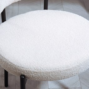 HOMCOM Set 2 scaune de dining, Captușire în Fleece, Scaune cu șezut captusit, Picioare din Metal, Crem | Aosom Romania
