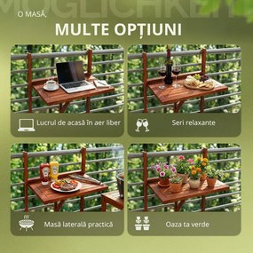 Masă suspendată pentru balcon HANS, 65x45x87cm, maro Casaria