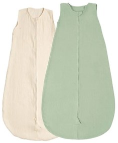 Set 2 saci de dormit de vara pentru copii din muselina dubla 18-36 luni Kidizi mint-ivory, bumbac 100%, 0.3 tog