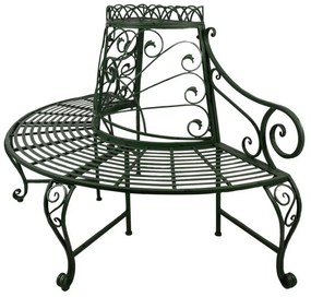 Banca de gradina, verde, din metal, aspect vintage