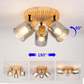 Brilagi - Spot HYGGE 3xE14/15W/230V lemn de cauciuc/fumuriu
