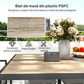 Outsunny Set Mobilier de Grădină din 9 Piese cu Masă, 4 Fotolii și 4 Scaune, 110x110x75 cm, Gri | Aosom Romania
