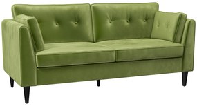 HOMCOM Canapea Dublă, Mobilă Modernă cu Butoni Capitonați, Canapea Tapițată cu 2 Locuri și 2 Perne, 172x75x82 cm, Verde | Aosom Romania