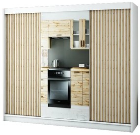 Dulap de haine 250 cm Ladonna 2 (alb mat) (cu oglindă). 1045709