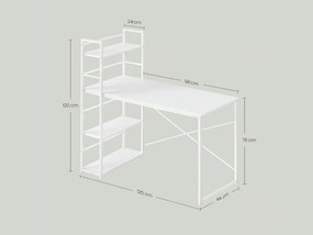 Birou MAX 4.0 cu raft 120x44 cm, alb