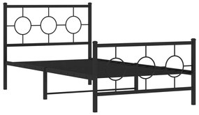 376238 vidaXL Cadru pat metalic cu tăblii de cap/picioare, negru, 100x190 cm