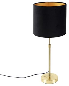 Lampă de masă auriu/alamă cu abajur negru din catifea 25 cm - Parte