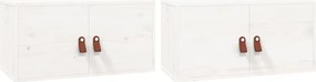 vidaXL Dulapuri de perete 2 buc. alb, 60x30x30 cm, lemn masiv de pin