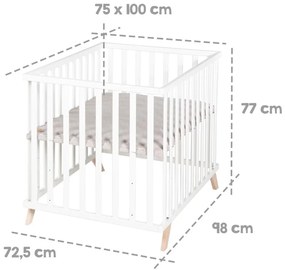 Țarc pentru copii alb din lemn masiv de fag 75x100 cm Lil Planet – Roba