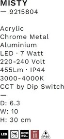 Aplica de perete LED baie IP44 MISTY crom
