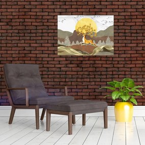 Tablou pe sticlă cu cerb (70x50 cm)