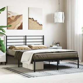 352320 vidaXL Cadru de pat metalic cu tăblie, negru, 140x200 cm