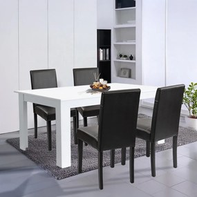 Set de masă Leon 4+1 alb-negru