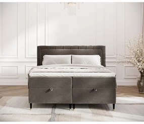 Pat boxspring gri închis cu spațiu de depozitare 200x200 cm Voyage – Maison de Rêve