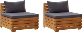 vidaXL Canapea de grădină cu 2 locuri, cu perne, lemn masiv de acacia
